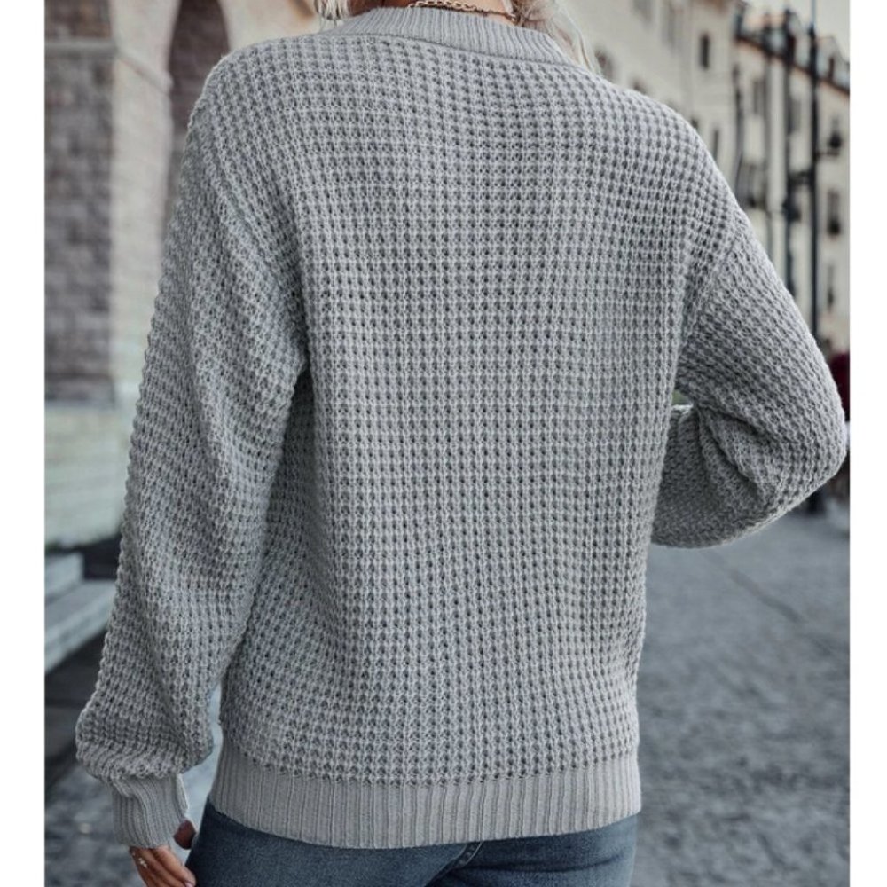 Casual Boho Criss Cross Surplice Neck knit Sweater Top - Picture 3 of 7